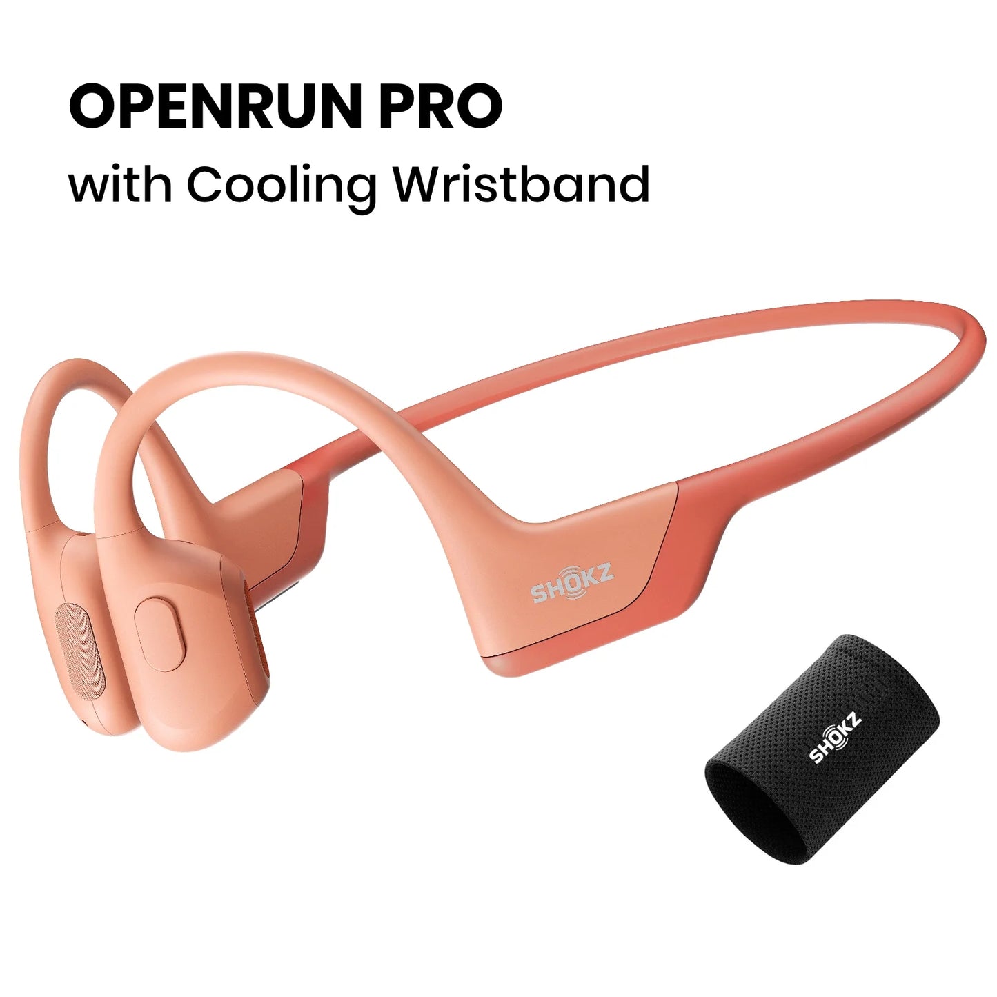 Shokz OpenRun Pro Premium Bone Conduction Open Ear Bluetooth Headphones for Sports with Cooling Wristband