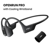 Shokz OpenRun Pro Premium Bone Conduction Open Ear Bluetooth Headphones for Sports with Cooling Wristband