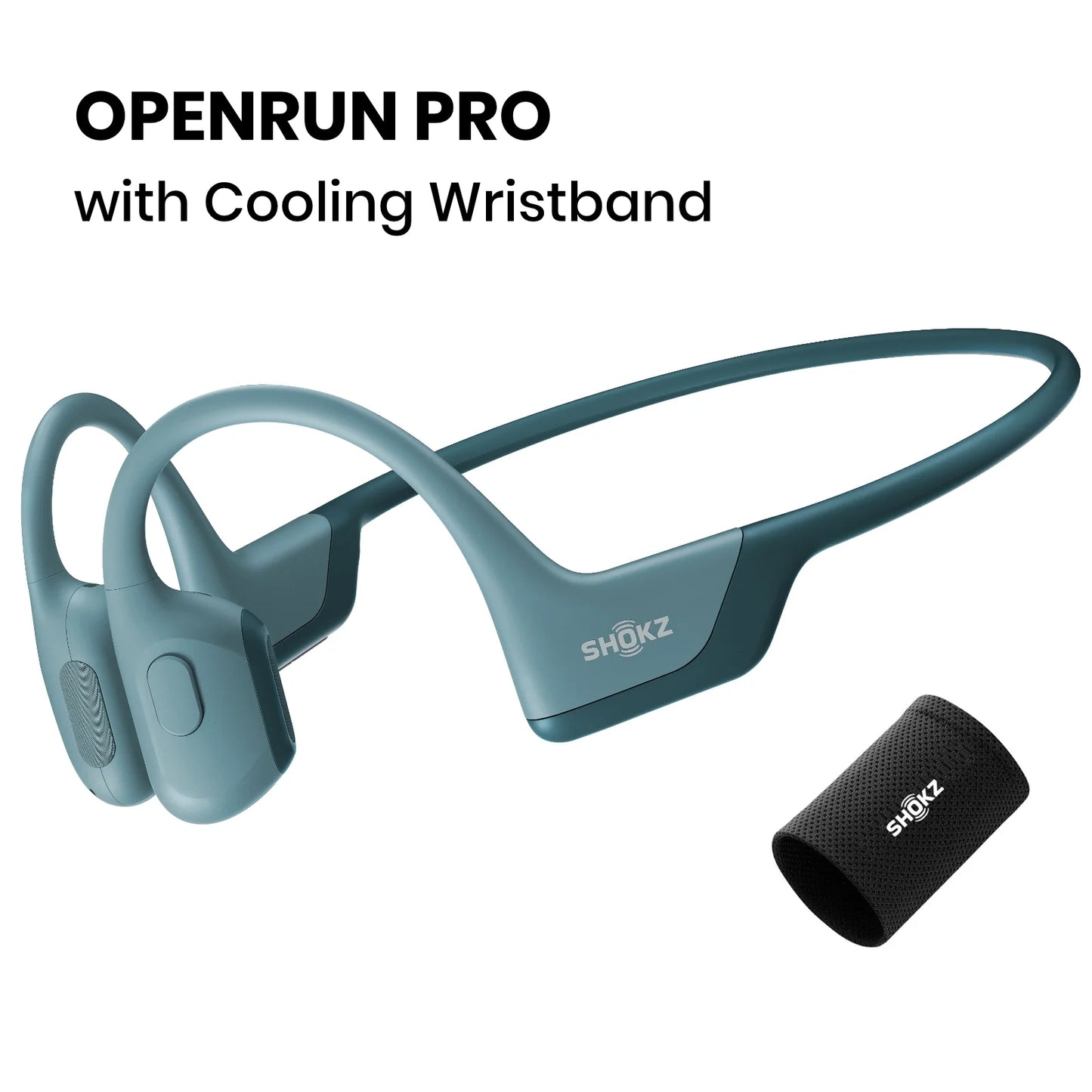 Shokz OpenRun Pro Premium Bone Conduction Open Ear Bluetooth Headphones for Sports with Cooling Wristband