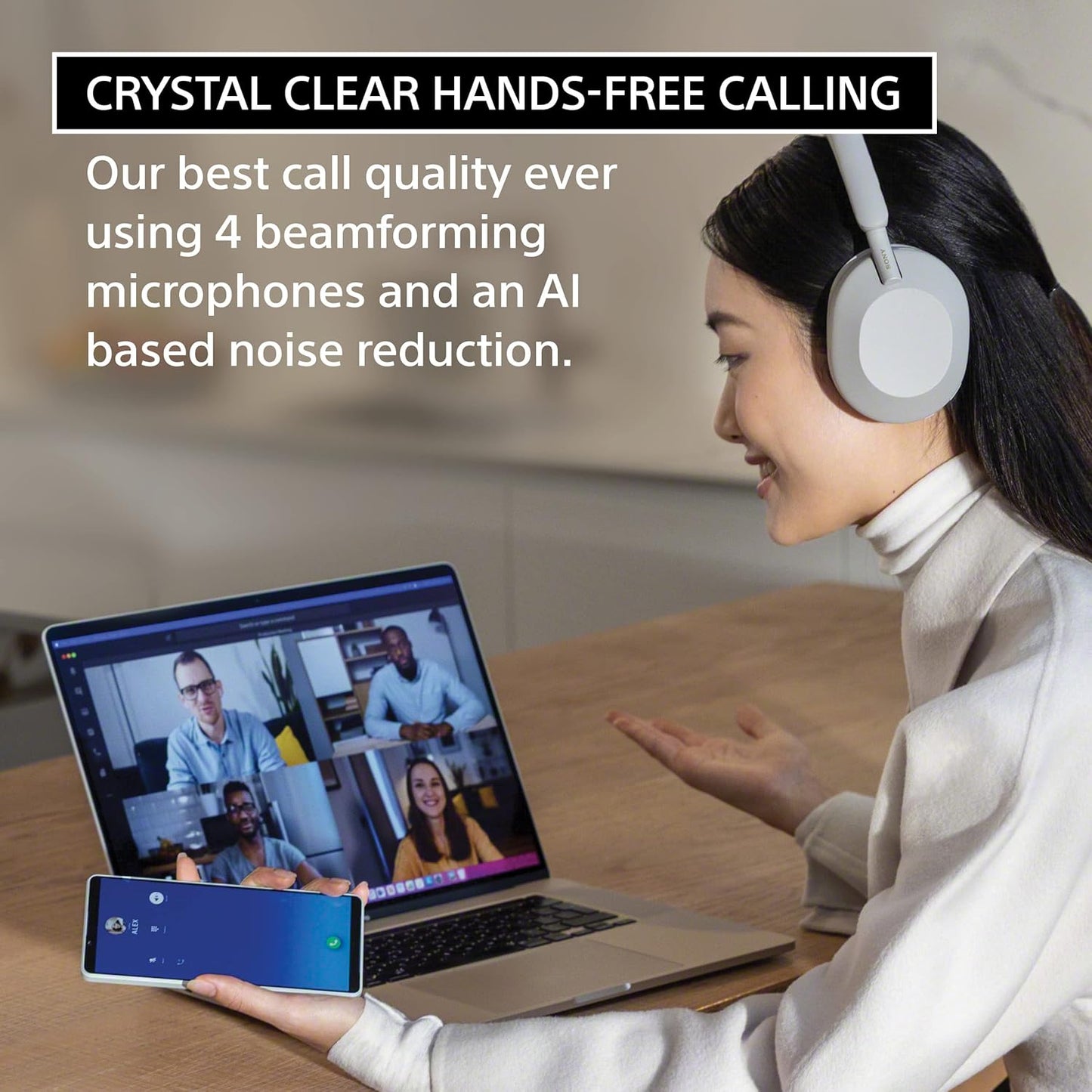 Sony WH-1000XM5 Premium Noise Canceling Headphones, Auto NC Optimizer