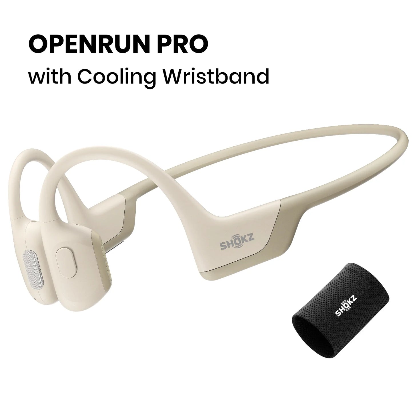 Shokz OpenRun Pro Premium Bone Conduction Open Ear Bluetooth Headphones for Sports with Cooling Wristband