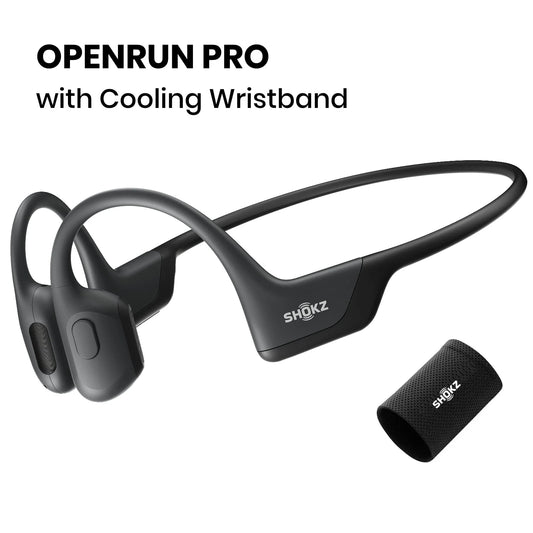 Shokz OpenRun Pro Premium Bone Conduction Open Ear Bluetooth Headphones for Sports with Cooling Wristband