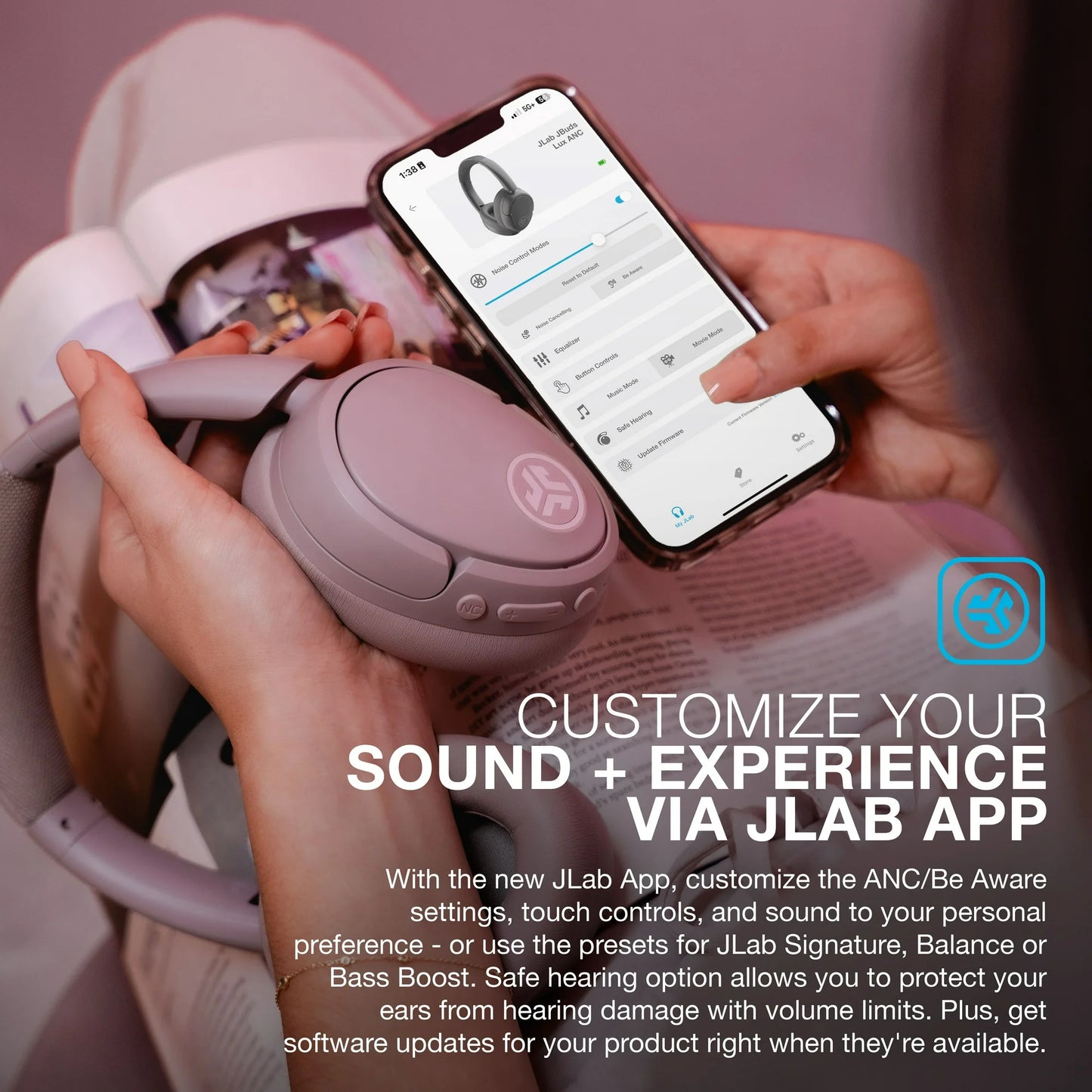 JLab JBuds Lux Active Noise Cancellation Bluetooth Headphones
