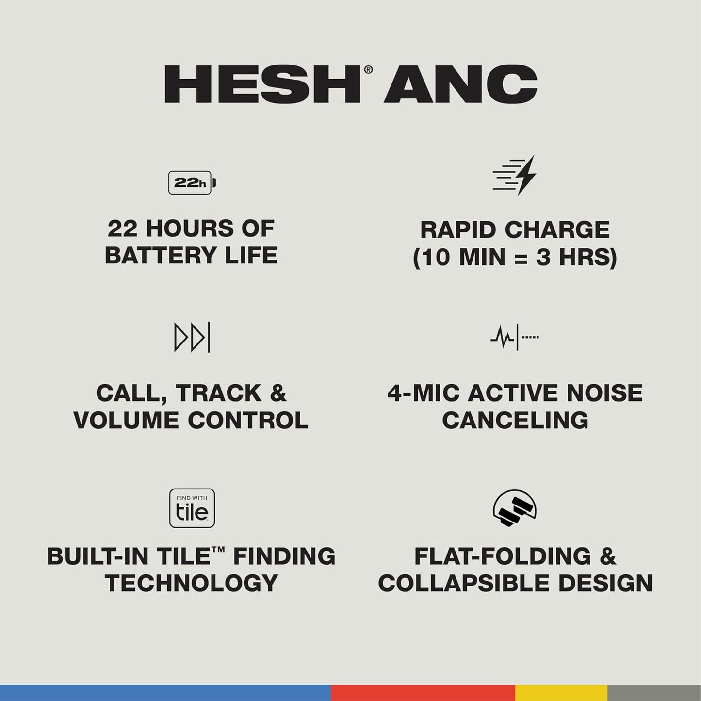 Skullcandy Hesh ANC XT Foldable on-Ear Headphones, Active Noise Cancelling