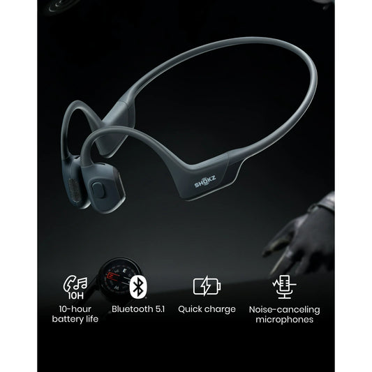 Shokz OpenRun Pro Premium Bone Conduction Open Ear Bluetooth Headphones for Sports with Cooling Wristband