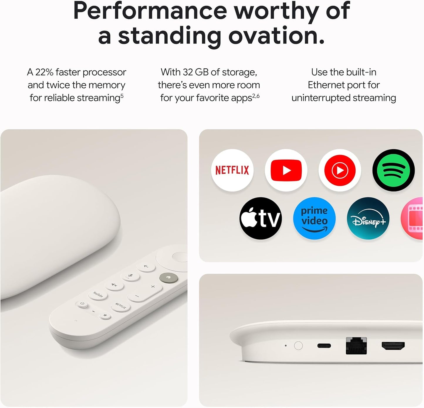 Google TV Streamer 4K HDR - Fast Streaming TV with Voice Search Remote